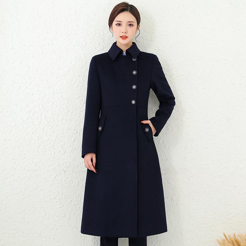 职业毛呢大衣工作服女冬季工装中长款售楼部空姐银行团购呢子外套