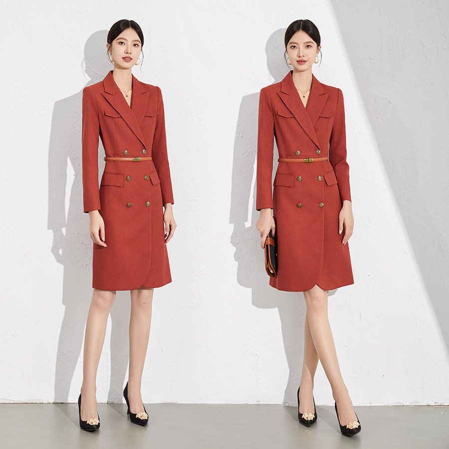 艾尚臣职业连衣裙2025年教师面试女装播音主持人秋季新款西装裙子