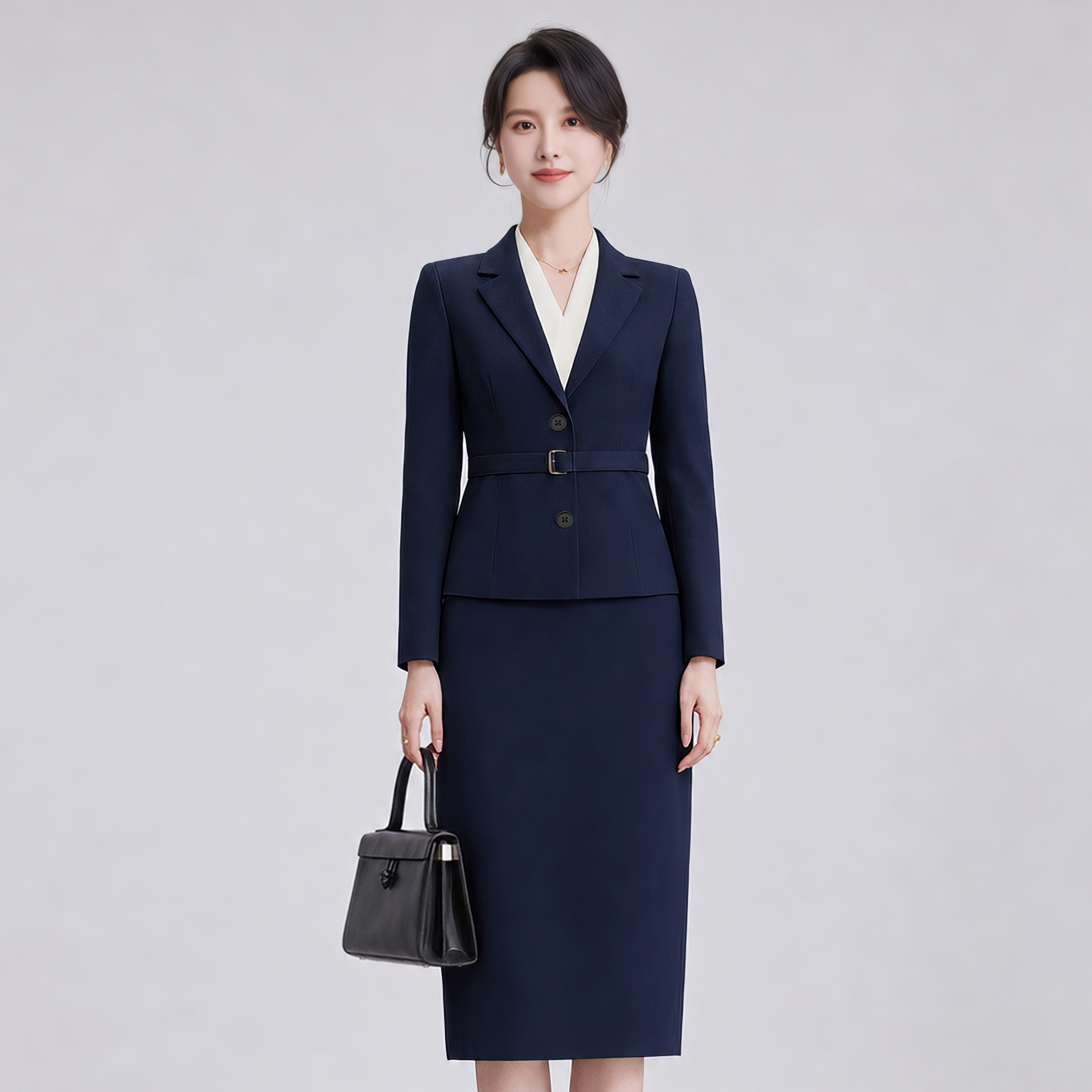 诗璐雅长袖西装半身裙套装女行政工装正式场合气质西服通勤职业装