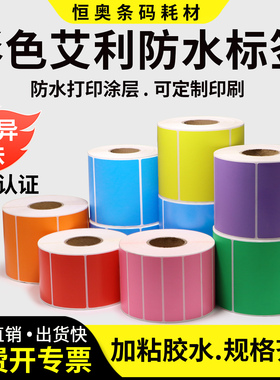 彩色防水标签不干胶打印纸宽度仓库分类打印固定资产电器设备TSC244合成空白立象碳带打印机用可定制印刷蓝色