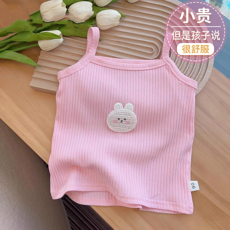 新款 女童冰丝吊带背心夏季薄款2025儿童外穿上衣小孩宝宝t恤夏装