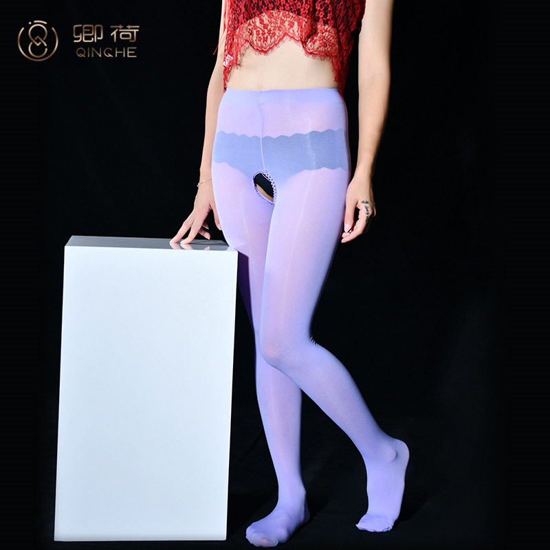 秋季薄100D天鹅绒连裤袜糖果色丝袜女性感开档免脱打底裤舞蹈袜
