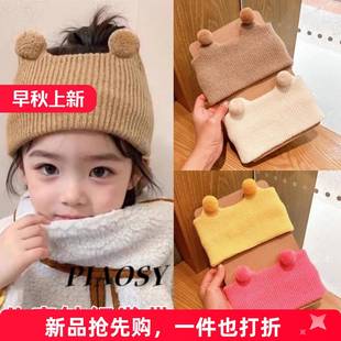 儿童针织发带空顶帽可以扎高马尾的帽子毛线保暖抹额头套女孩秋冬
