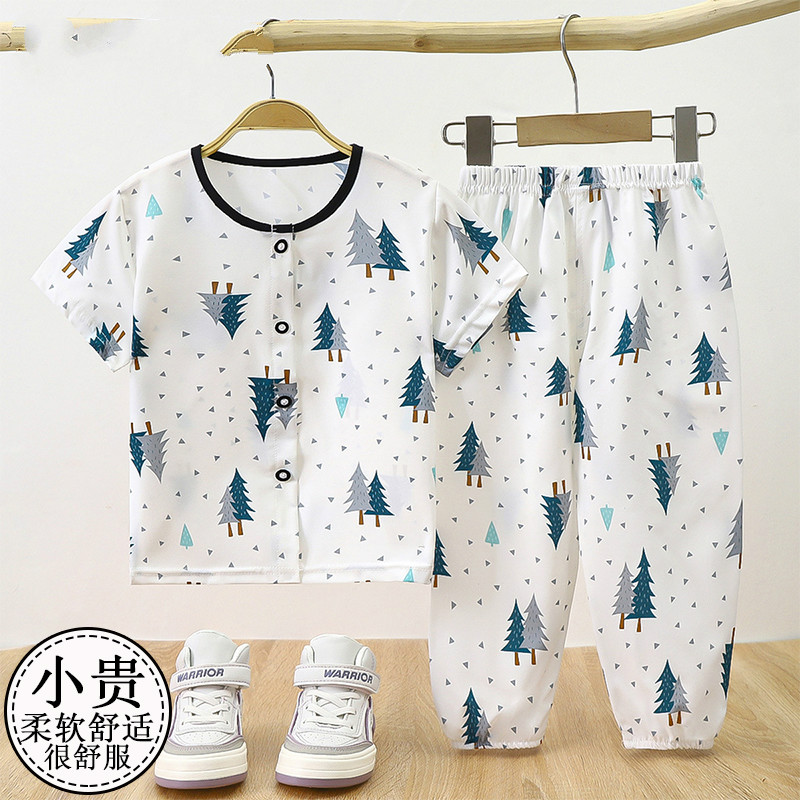 2025夏季儿童睡衣男女童薄款卡通空调服家居服宝宝短袖防蚊裤套装