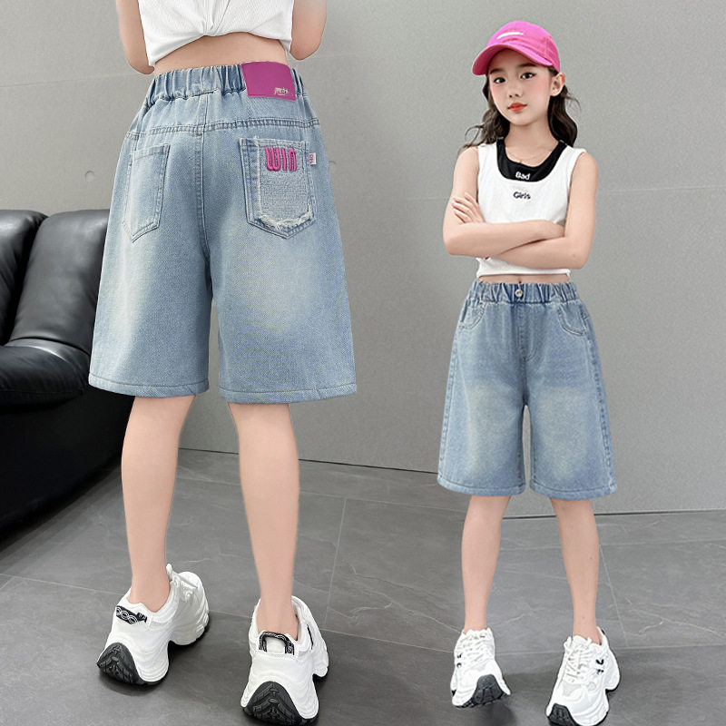 女童夏季中裤外穿2026新款儿童裤子女孩夏装薄款牛仔五分短裤热裤