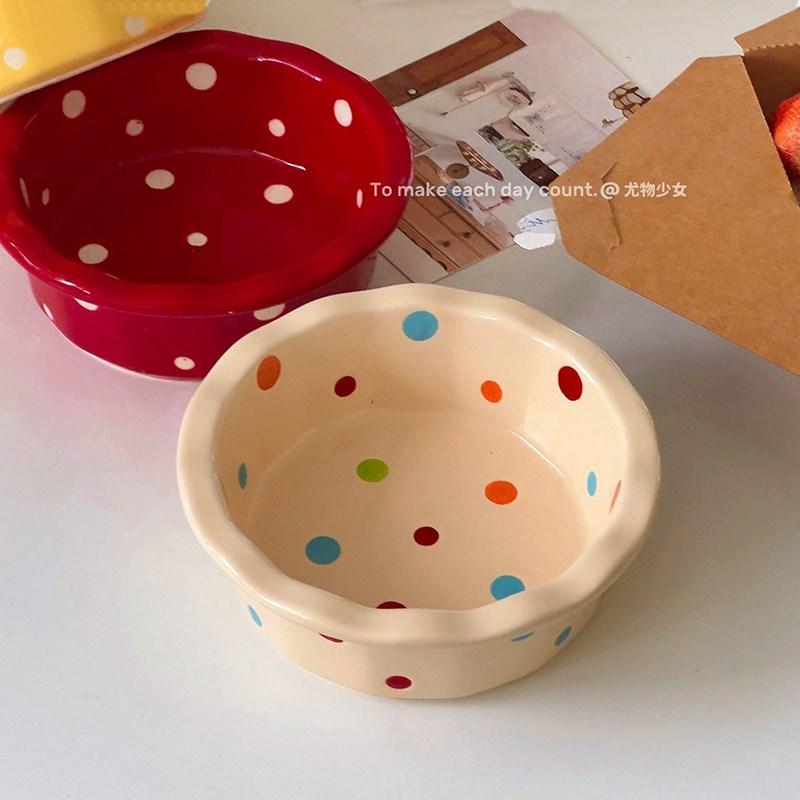 速发韩式点边波花小碗i沙盛饭碗可爱甜品用拉早餐碗小号辅食焗饭