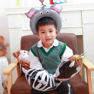 速发开学欢迎小地友头上装饰发箍气球拍校道具小学生活动学照朋推