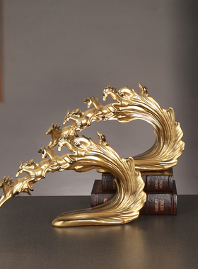 速发装端金色马摆件轻奢高档客厅高饰品脂树招财马工艺品办公室