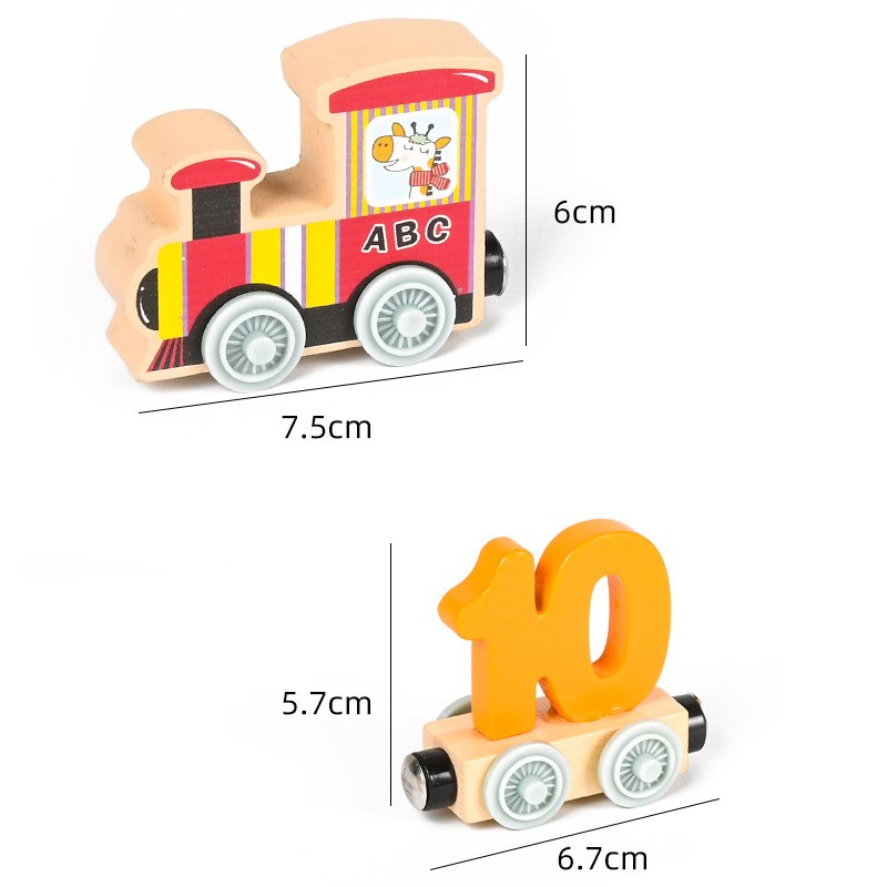 速发幼儿童益智力男孩孩玩具1-2周岁积木制拼装拖拉数字小火车