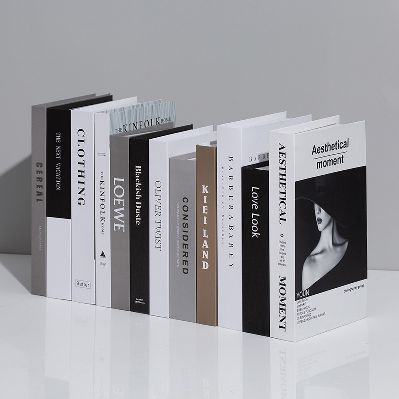 速发办件室书架装饰书拍照道具书饰书摆公装假时尚杂志摆件英文书