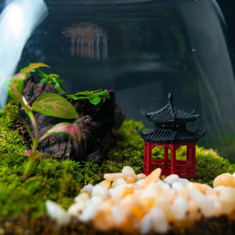 速发打印聚摆酸塑苔六角凉亭微景观配件花盆造景装饰料藓微景观乳