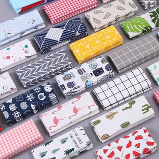 速发棉麻窗料 仓发布帘背景布挂布亚麻布桌布花布格子布头清沙处