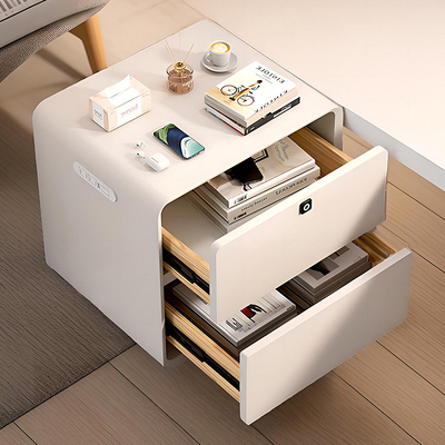 速发文件屉实木多层靠墙收纳储物柜桌下落地抽柜式柜子带密码锁置