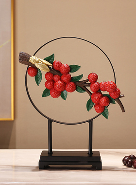 速发大式大开荔枝摆件客厅中吉玄关书房电视柜酒柜装饰品乔迁利业