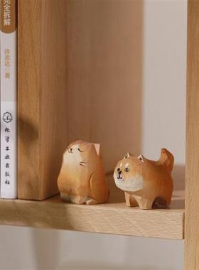速发送她犬只小摆猫手工木雕小柴一可爱办公桌面装饰橘饰送生小礼