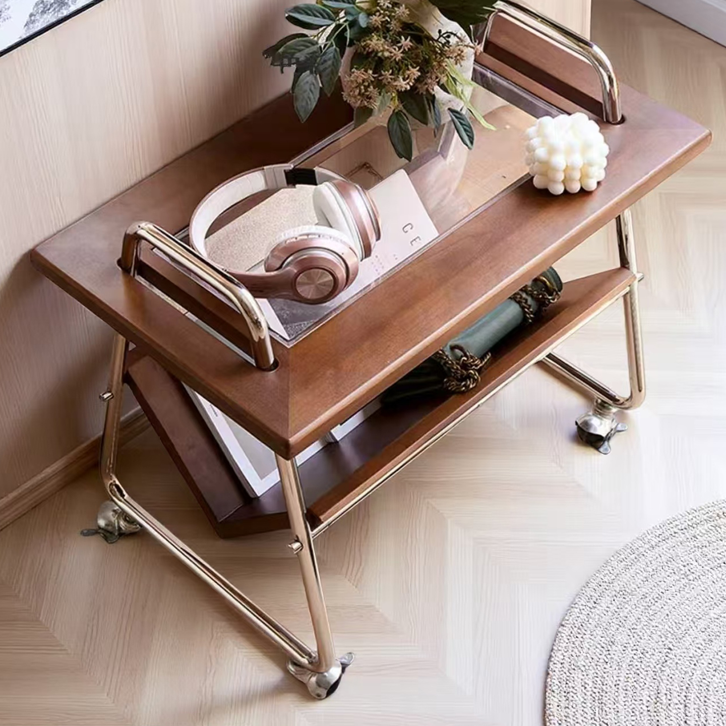 中古可移动边几餐边小推车置物架