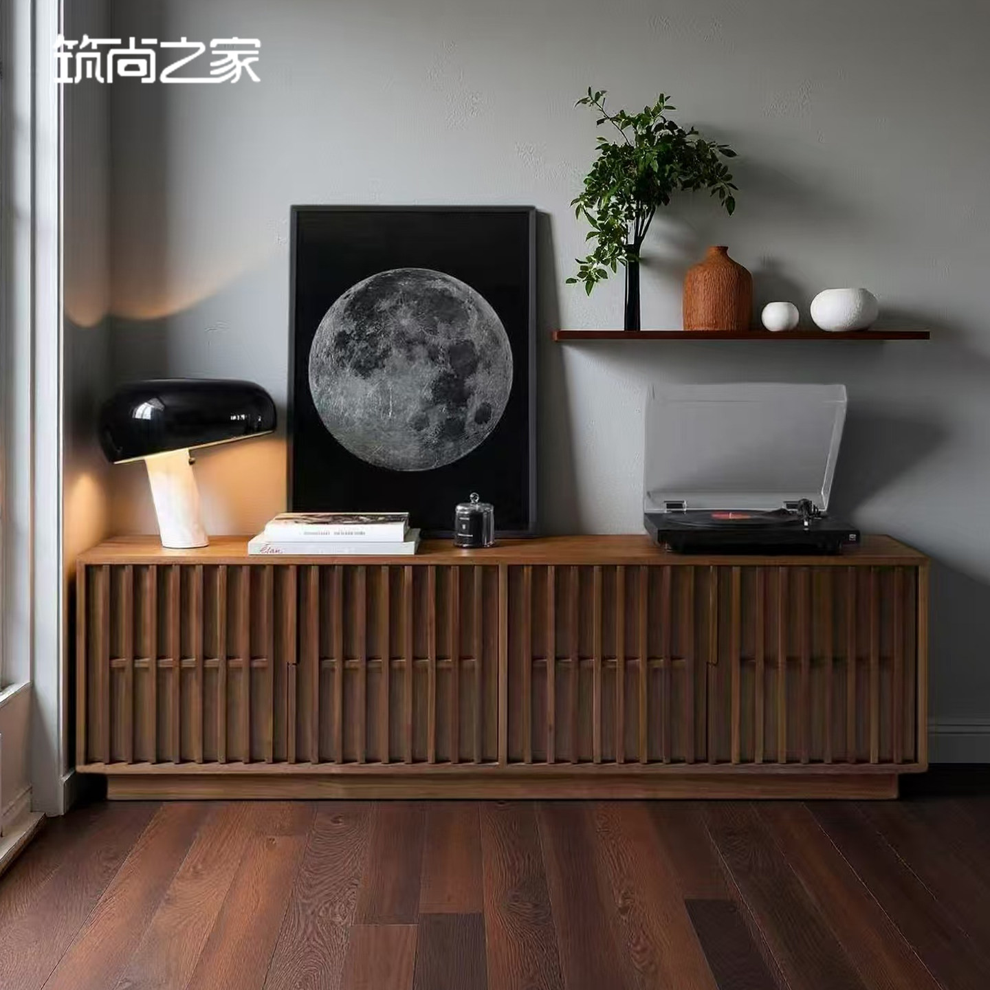 2026新款中古风实木电视柜客厅家用收纳储物柜一体高级感轻奢地柜