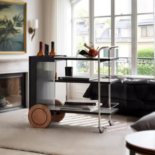 中古风小推车可移动式边几边桌餐车实木小推车家用餐厅多层置物架