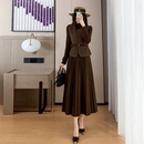 加厚长袖 新款 百褶裙马甲两件套长裙 连衣裙女2025秋冬季 高级感法式