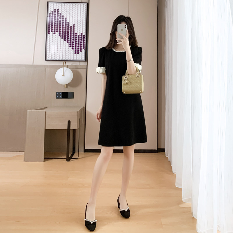 法式连衣裙女2026夏天新款气质短款高端轻奢洋气高级感黑色裙子图片