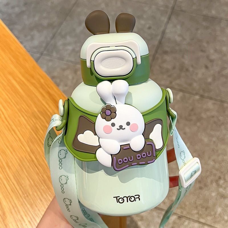 速发保温杯生高颜值级6不锈钢带吸管水携可爱超萌便学杯生