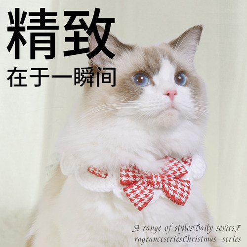 速发可诞年咪项圈兔子新猫圣爱领结钩针装饰配饰