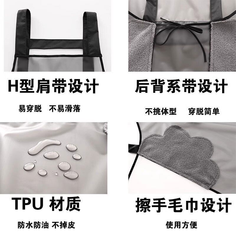 速发加宽加肥TPU防水围裙男款厨房家用餐饮后厨水产防油免洗工作