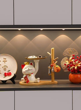 速发新用招财入摆件家居猫户进门电视酒柜玄关装饰品乔迁新居布置