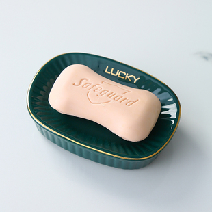 速发陶瓷卫奢间肥皂盒轻生风香皂盒双盒沥水家用风格 皂层托盘