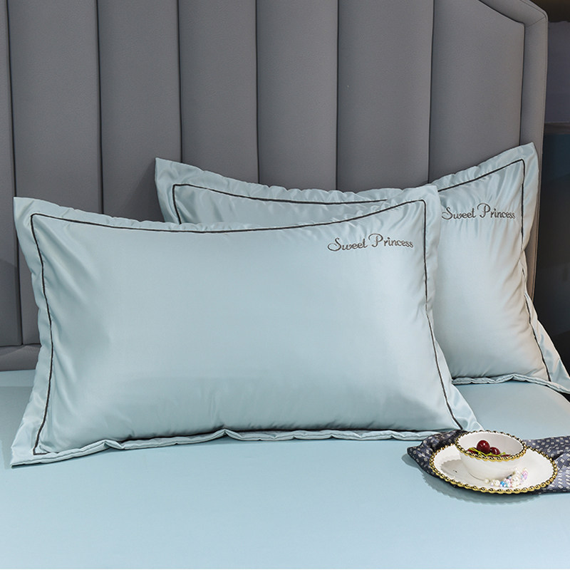 速发夏季枕套一对装丝绸内胆套成人枕头套单人4套枕芯色48x7纯cm