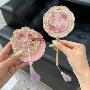 速发故宫桃花镜文花小囊创镜子随身化妆镜御花园雍正花囊镜