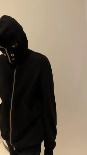 DUJIA 24新款暗黑风格RO帽衫鸡眼扣拉链 男女同款宽松连帽外套