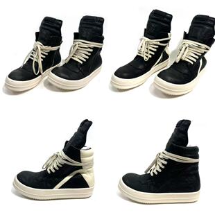 DUJIA 25SSRo暗黑风格Owens穿搭主线荔枝纹牛皮全黑白高帮倒三角