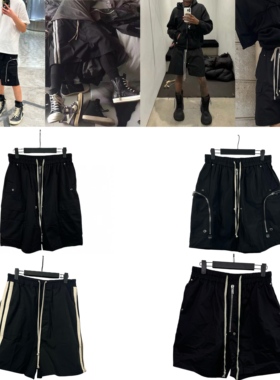 RODOWENS24SS Cargo bale拉链工装裤梭织面料夏季黑色短裤情侣款
