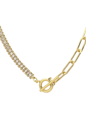 苏心不对称设计圆环链条锁骨