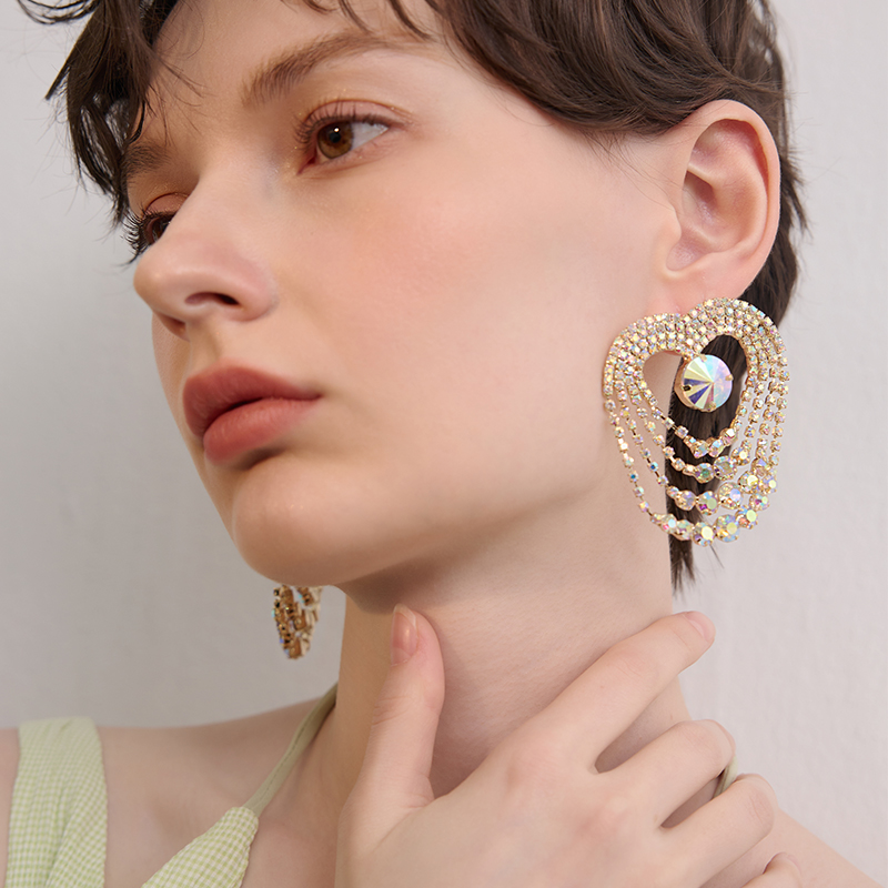 苏心张扬气质满钻潮流耳环