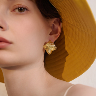 苏心金属方形几何耳环女小众设计感高级耳钉2024新款爆款复古耳饰