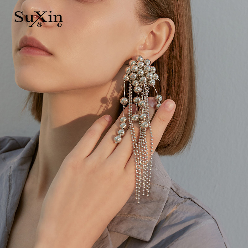 苏心925银针单只装圆球流苏耳环冷淡风潮搭个性小众夸张款耳饰,饰品/流行首饰/时尚饰品新,耳环,淘宝优惠券,粉丝福利购,淘宝优惠卷