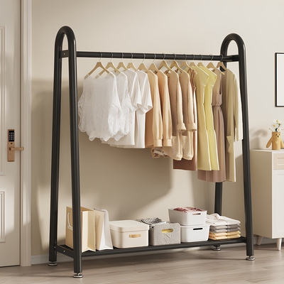 金属挂衣架卧室落地衣帽架家用结实多功能阳台晾衣服落地杆式架子