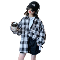 女童格子襯衫春夏新款