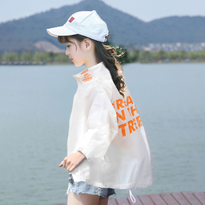 女童薄外套2023新款中大儿童夏季洋气轻薄透气立领速干防蚊晒上衣