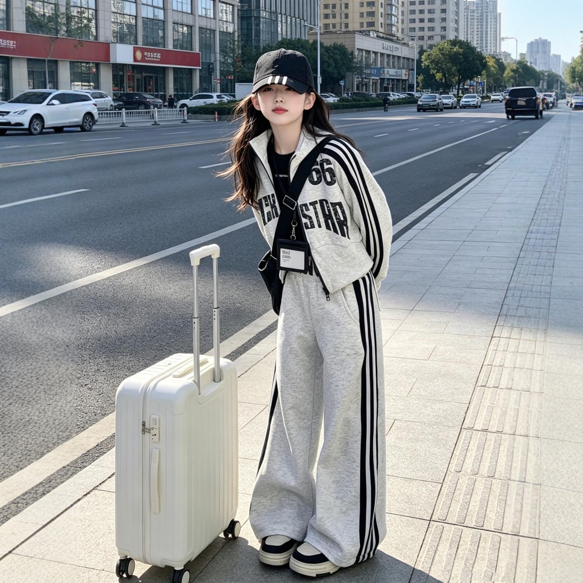 女大童春秋运动套装2026韩版洋气中大童字母拉链外套阔腿裤两件套