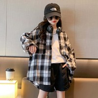 女童格子襯衫春夏新款