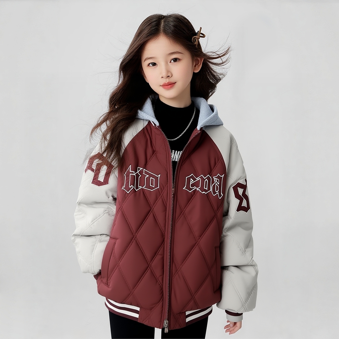女童棒球服外套棉衣2025冬季新款
