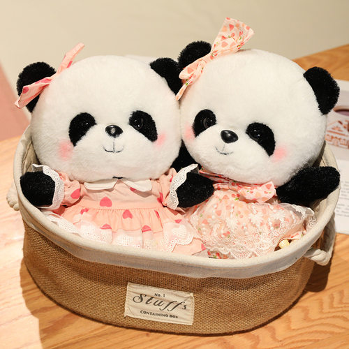 可爱小熊猫玩偶花花摆件