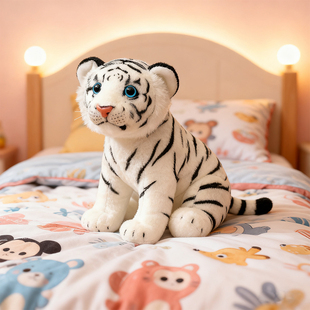 仿真白虎玩偶睡觉抱枕娃娃抱睡公仔安抚毛绒床上女孩玩具生日礼物