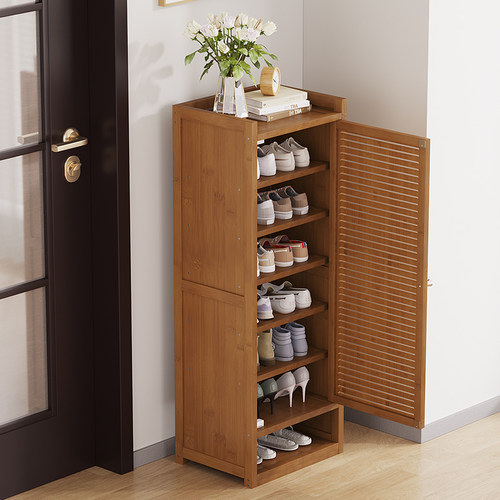 小型鞋柜家用门口入户带门窄简易鞋架楼道迷你出租屋收纳一体多层