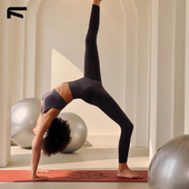 女士普拉提跑步健身裤 高腰紧身提臀收腹瑜伽裤 高弹无痕运动长裤