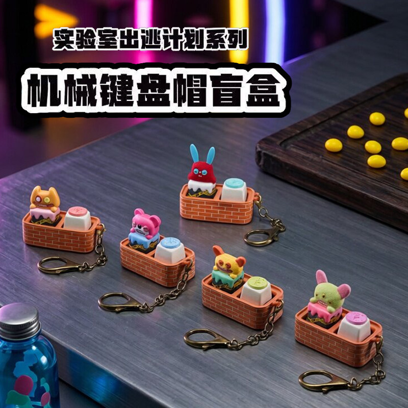 JAKA牙齿怪兽机械键盘帽盲盒创意fuggler解压esc按键钥匙扣挂件图片