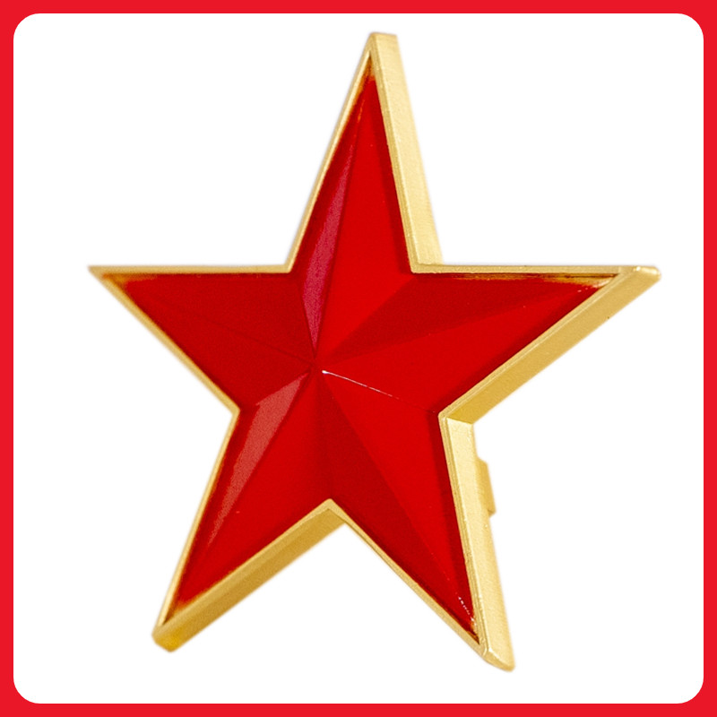 立体浮雕红色五角星徽章男帽徽包包饰品领花个性金属像章胸针别针